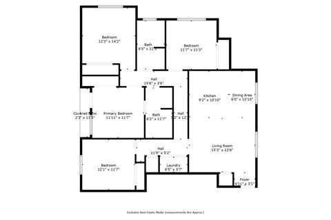 Floor plan for 4 beds, 2 baths, 1300 sqft